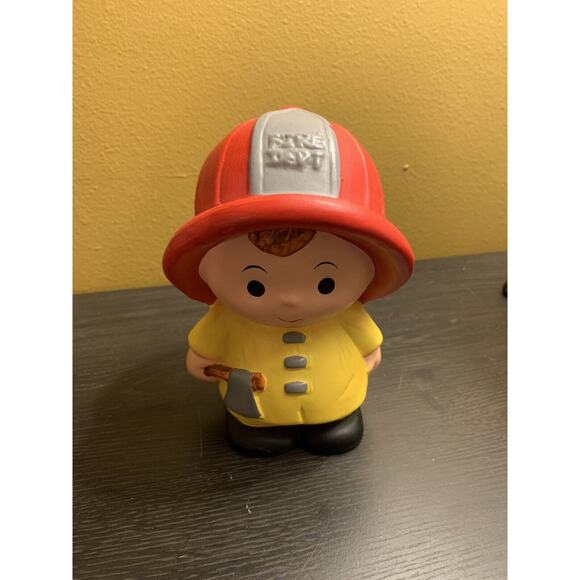 Price Products Vintage Boy Fireman Coin Bank/ Piggy Bank Fire Dept with Stopper - Picture 1 of 6